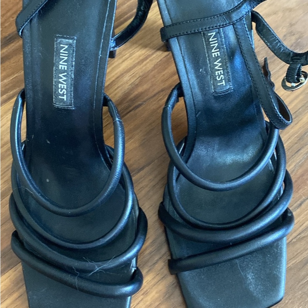 Nine West Black Strappy Heels